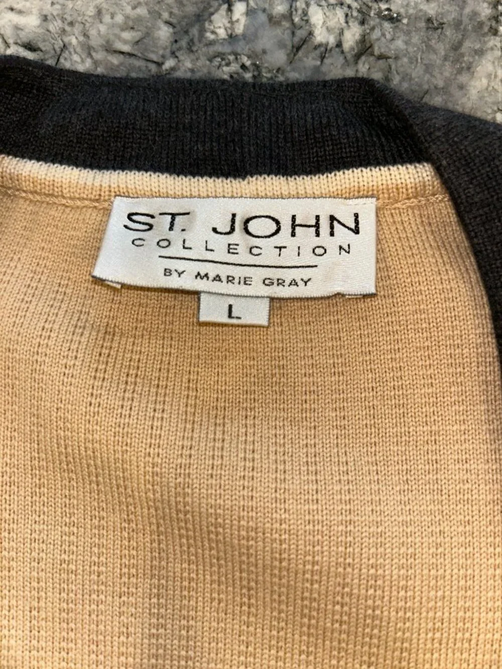 St. John Collection Marie Gray Ribbed Knit Cardigan, ladies large